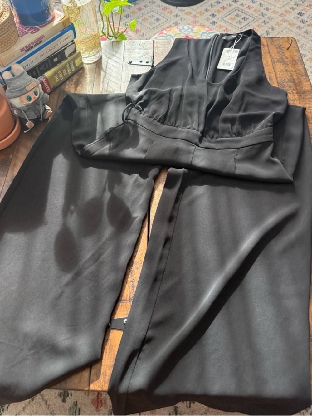NWT Sz M Mango Black Nichy Sleeveless Wide-Leg Jumpsuit Classic- No Belt - Picture 3 of 14